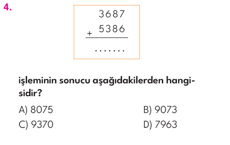 4.Sınıf 5. Hafta Değerlendirme Testi