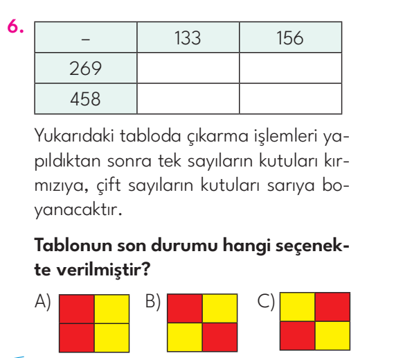 3.Sınıf 6. Hafta Değerlendirme Testi