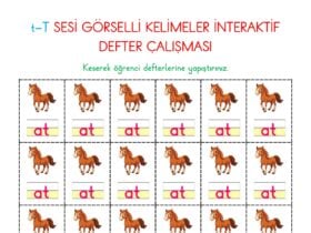 1. Sınıf T Sesi Deftere Yapıştırma Kelime Çalışmaları