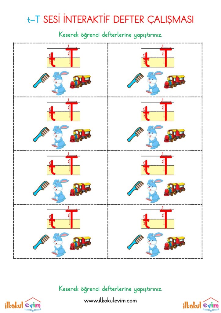 1. Sınıf T Sesi İnteraktif Defter Etkinliği
