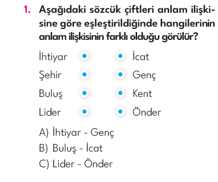 3.Sınıf 5. Hafta Değerlendirme Testi