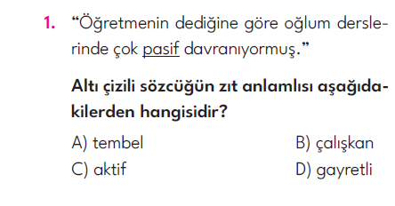 4.Sınıf 5. Hafta Değerlendirme Testi