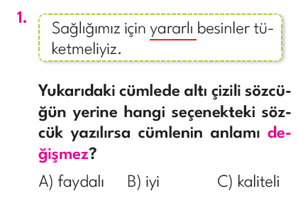 2.Sınıf 7. Hafta Değerlendirme Testi