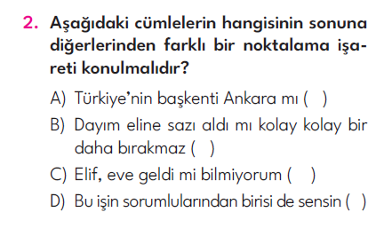 4.Sınıf 5. Hafta Değerlendirme Testi