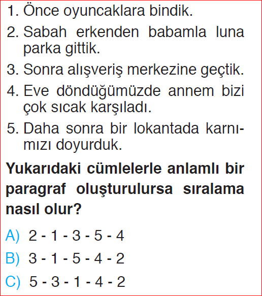 2. Sınıf 15. Hafta Değerlendirme Sınavı