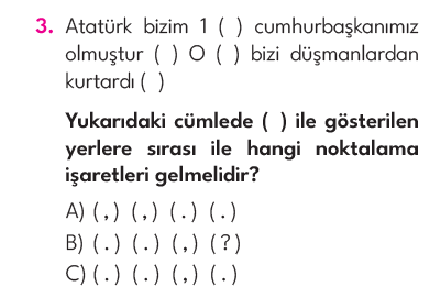 3.Sınıf 4. Hafta Değerlendirme Testi