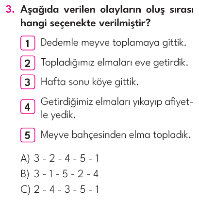 3.Sınıf 5. Hafta Değerlendirme Testi