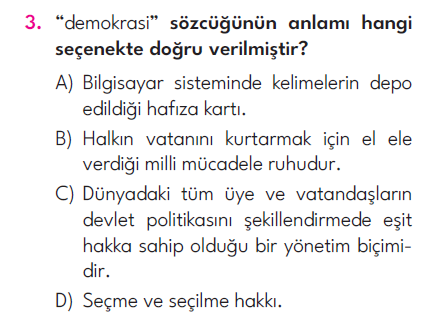 4.Sınıf 5. Hafta Değerlendirme Testi