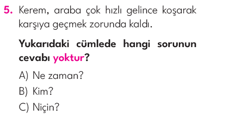 3.Sınıf 5. Hafta Değerlendirme Testi