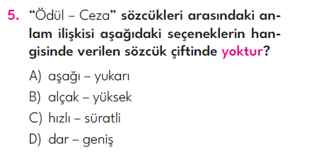 4.Sınıf 5. Hafta Değerlendirme Testi