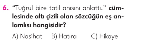 3.Sınıf 5. Hafta Değerlendirme Testi