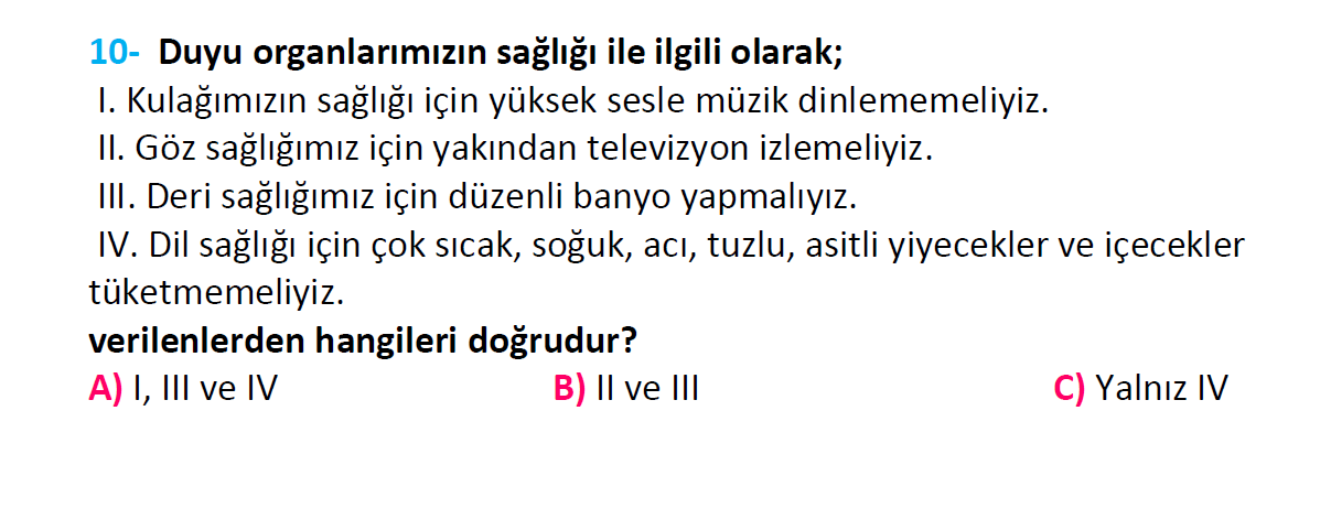 3. Sınıf Türkiye Geneli Kazanım Değerlendirme Sınavı-3