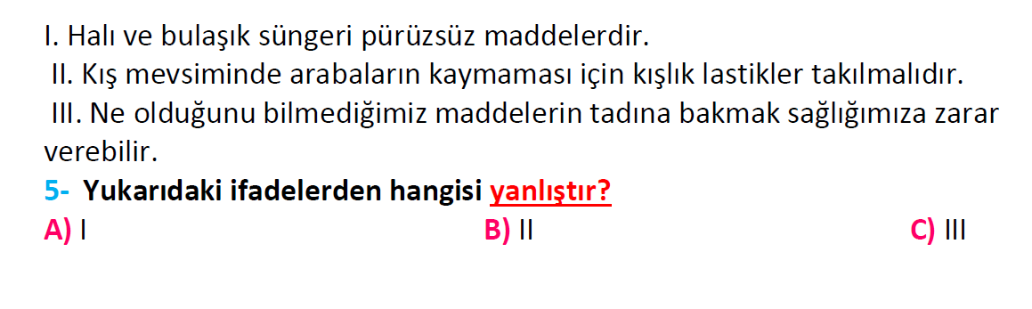 3. Sınıf Türkiye Geneli Kazanım Değerlendirme Sınavı-3