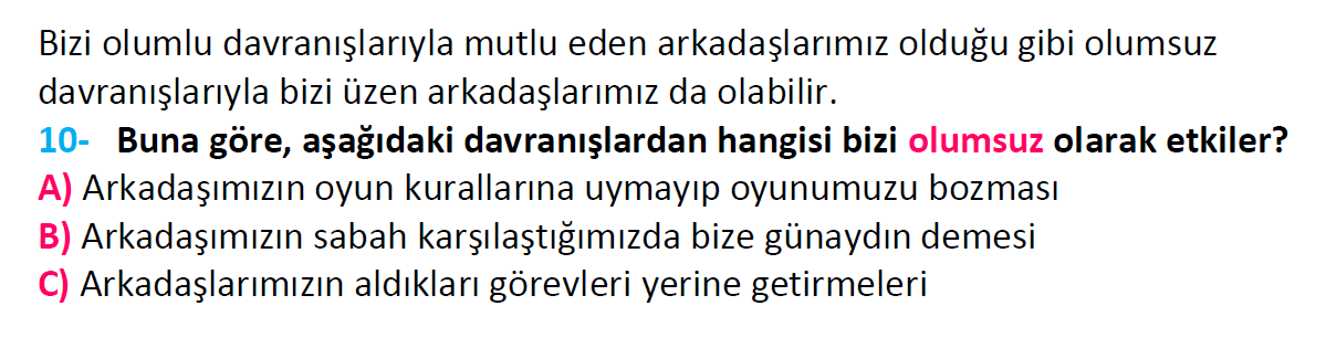 3. Sınıf Türkiye Geneli Kazanım Değerlendirme Sınavı-3