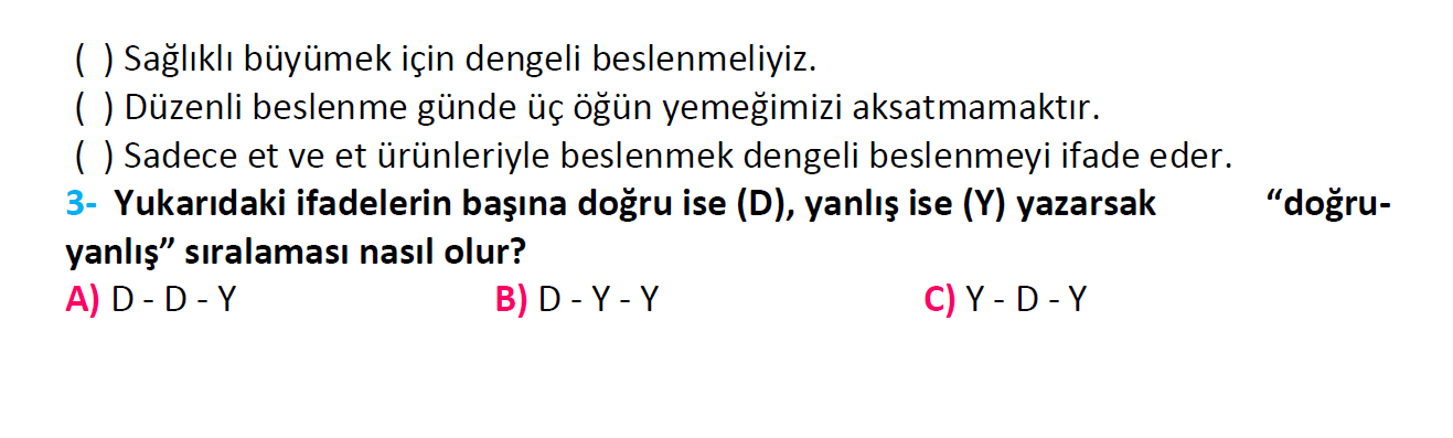 3. Sınıf Türkiye Geneli Kazanım Değerlendirme Sınavı-3