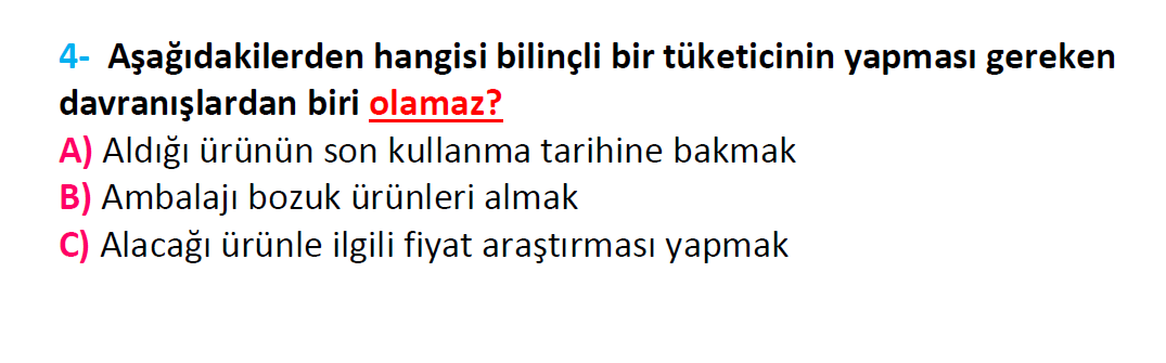 3. Sınıf Türkiye Geneli Kazanım Değerlendirme Sınavı-3