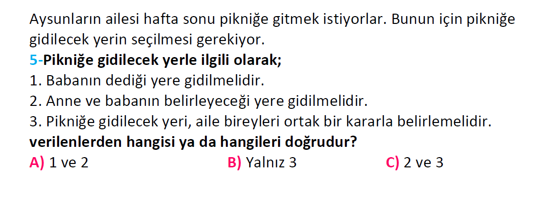 2. Sınıf Türkiye Geneli Kazanım Değerlendirme Sınavı-3