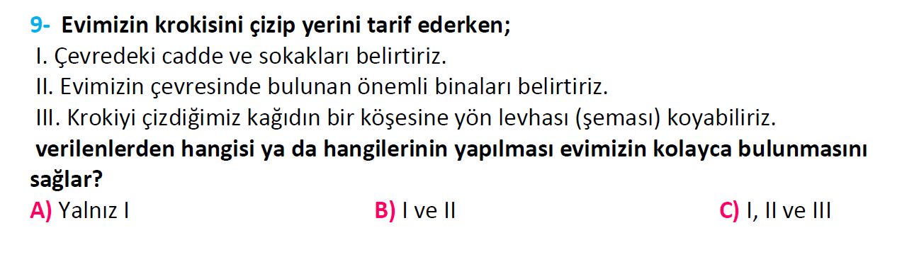 3. Sınıf Türkiye Geneli Kazanım Değerlendirme Sınavı-3