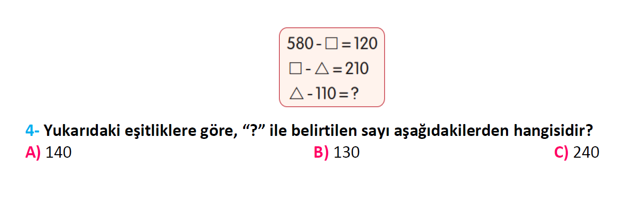 3. Sınıf Türkiye Geneli Kazanım Değerlendirme Sınavı-3