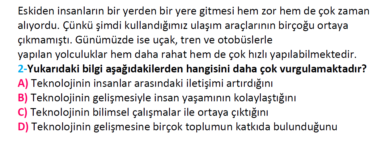 4. Sınıf Türkiye Geneli Kazanım Değerlendirme Sınavı-3