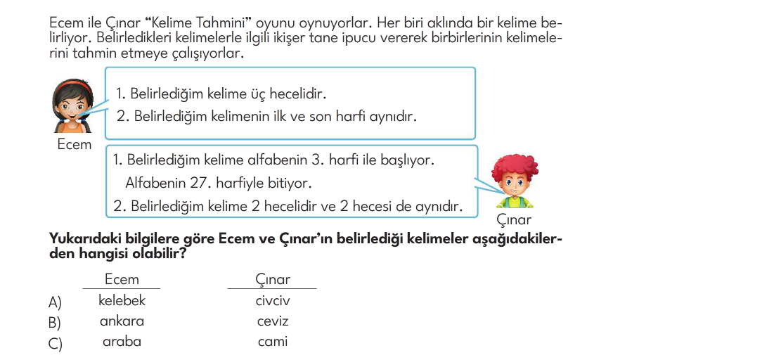 2.SINIFTAN 3.SINIFA GEÇENLER İÇİN TARAMA SINAVI ( MÜFREDAT 1-2-3-4. HAFTA)