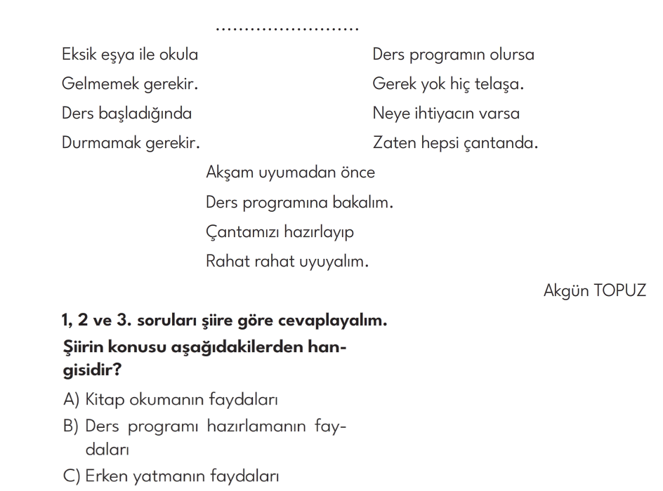 2.SINIFTAN 3.SINIFA GEÇENLER İÇİN TARAMA SINAVI ( MÜFREDAT 1-2-3-4. HAFTA)