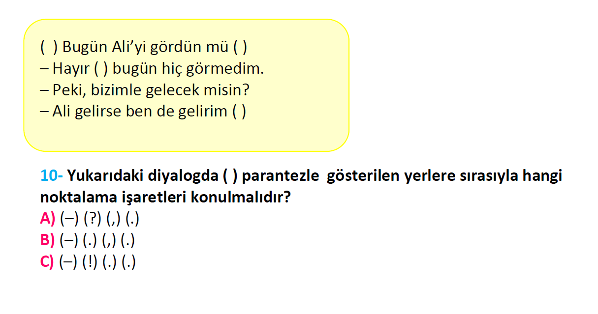 3. Sınıf Türkiye Geneli Kazanım Değerlendirme Sınavı-3