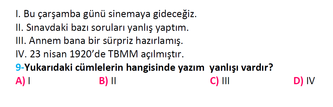 4. Sınıf Türkiye Geneli Kazanım Değerlendirme Sınavı-3